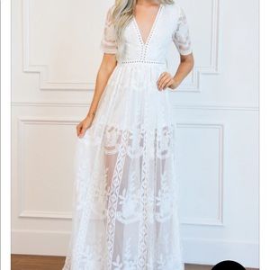 LOVELY LACE MAXI ROMPER: WHITE
